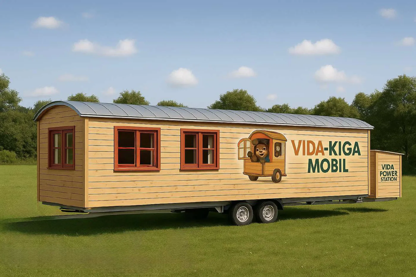 VIDA-KIGA Mobil: hochwertig ausgebauter Zirkuswagen in Holzbauweise